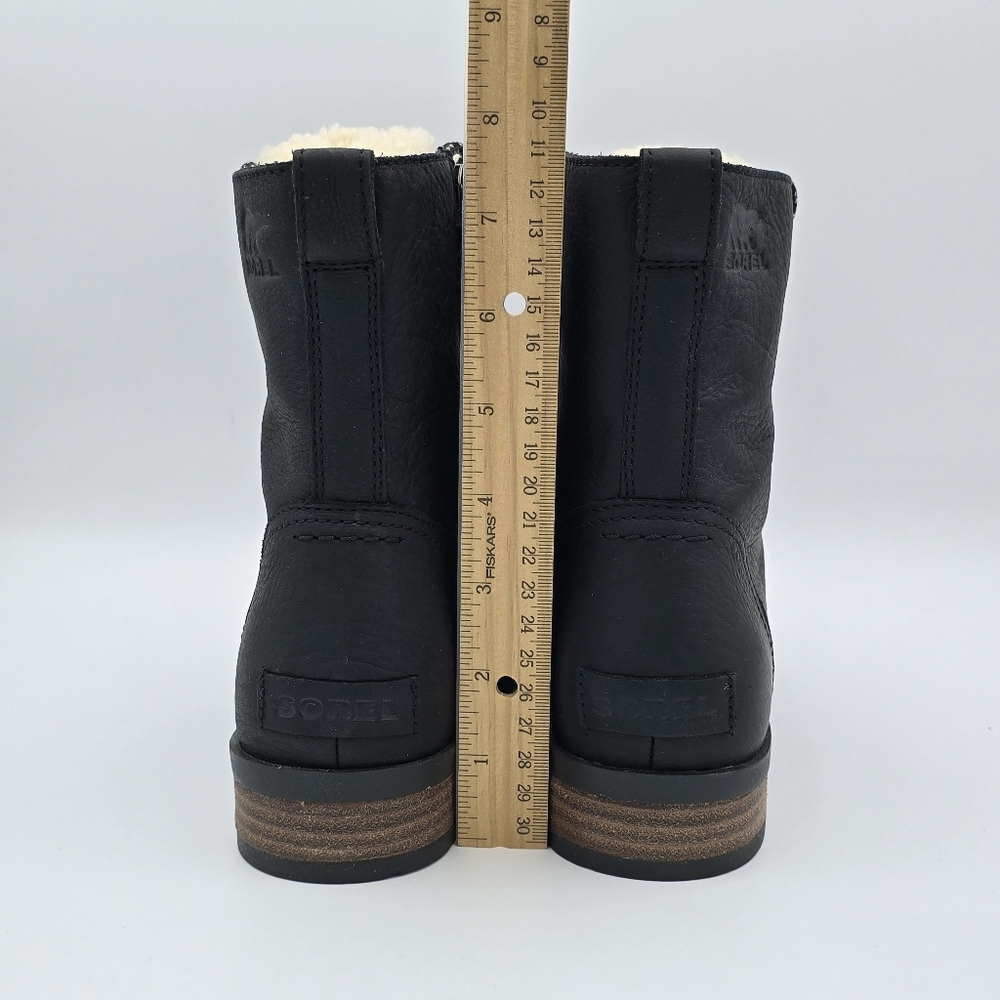 Sorel Emelie Short Lace-Up Cozy Waterproof Leather Boots, Women's 9, Black - Picture 8 of 16